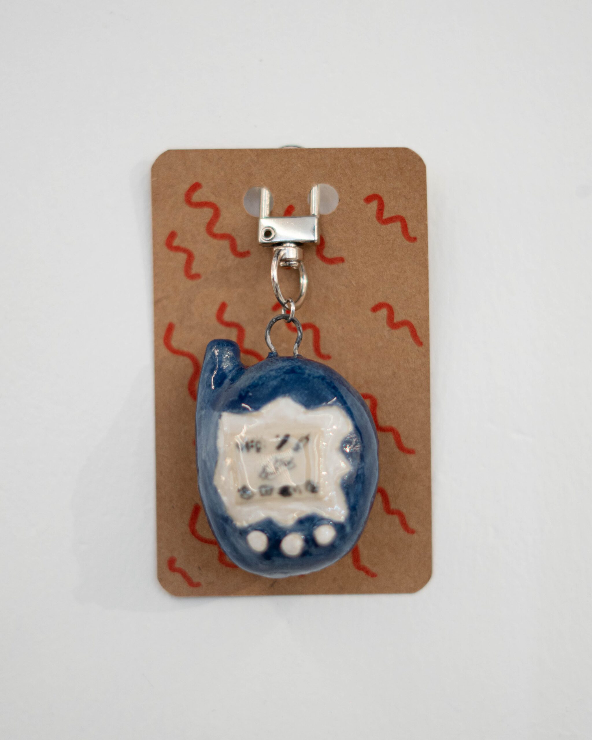Ceramic Keychains Big Tamagotchi Blue