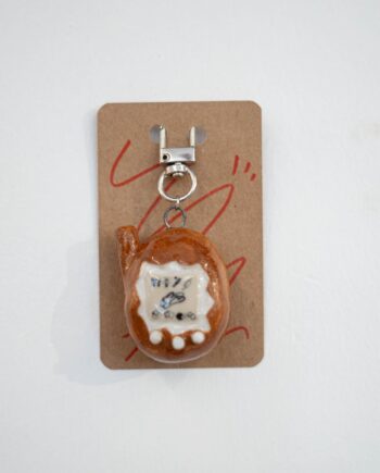 Ceramic Keychains Big Tamagotchi Brown