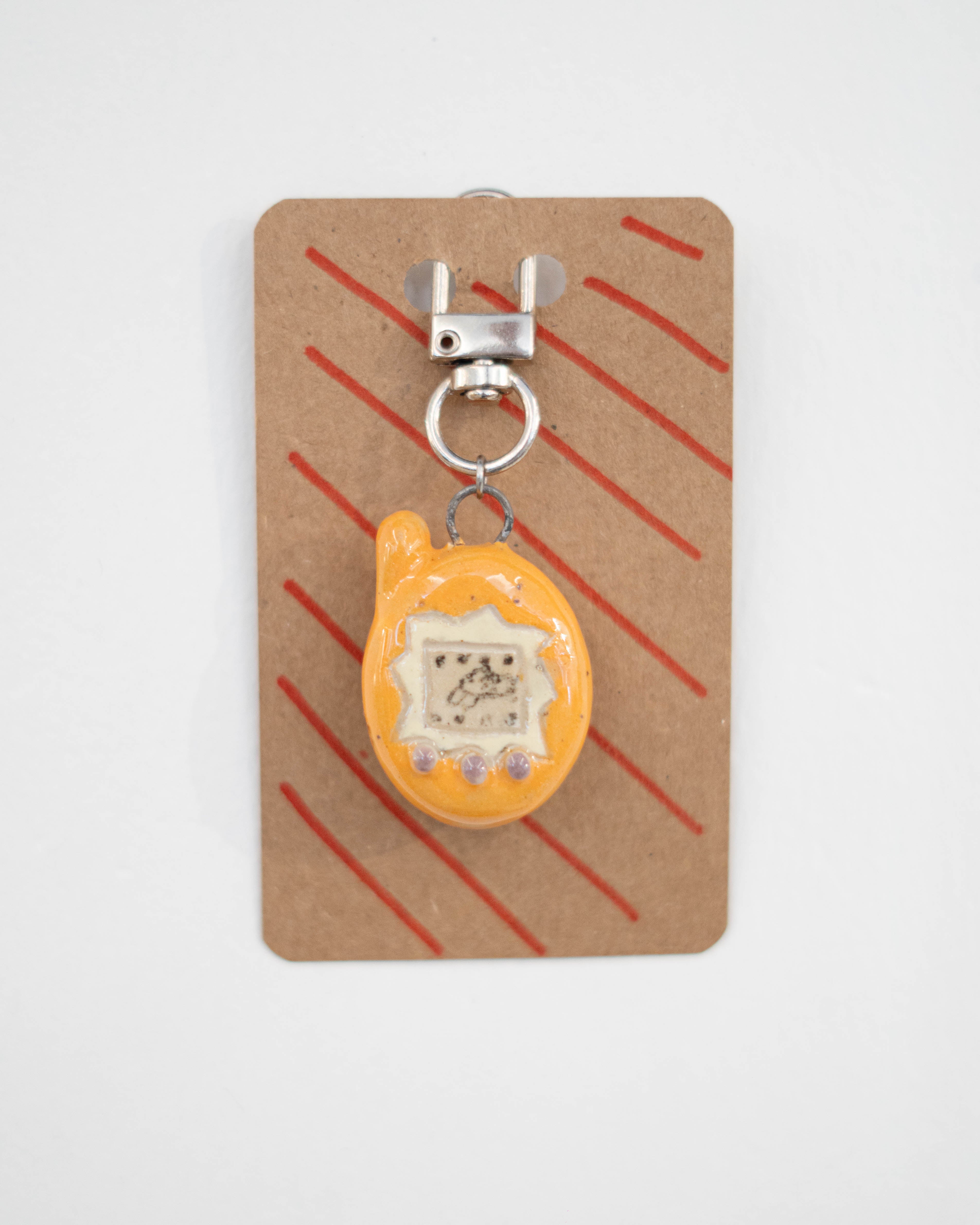 Ceramic Keychains Small Tamagotchi Orange