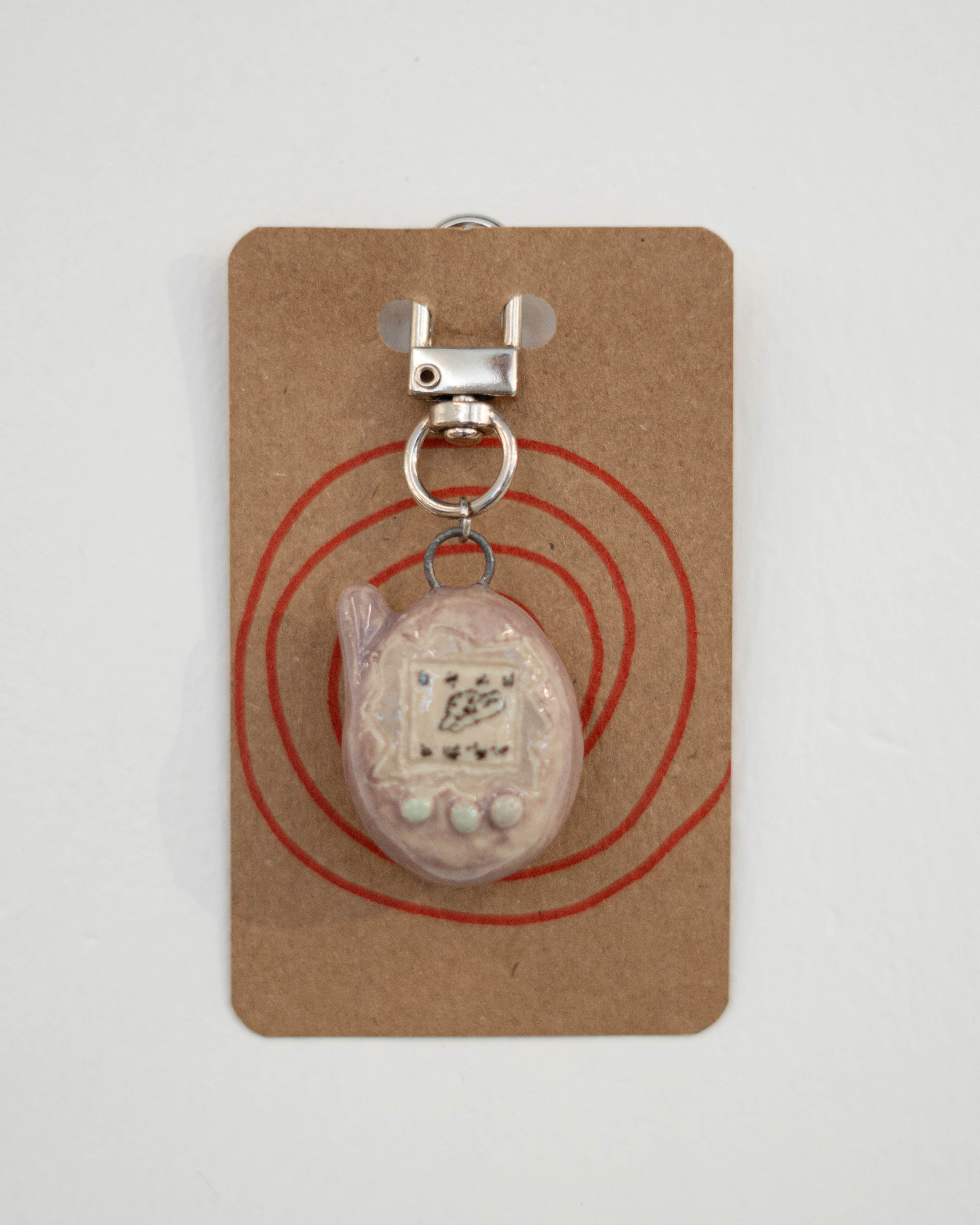 Ceramic Keychains Small Tamagotchi Pink