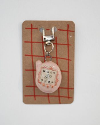 Ceramic Keychains Small Tamagotchi Pink