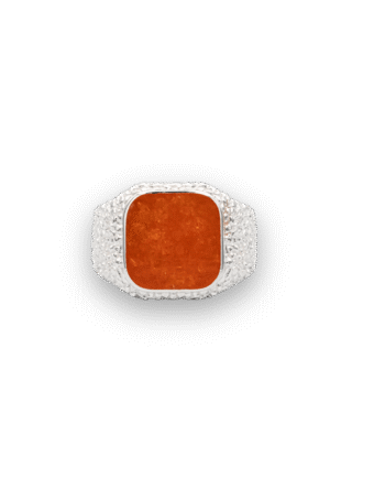 Ix Crunchy Cushion Amber Enamel Ring Silver