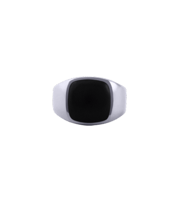 Ix Cushion Signet Ring Black Onyx Silver