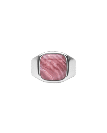 Ix Cushion Signet Ring Rhodocrosite Silver