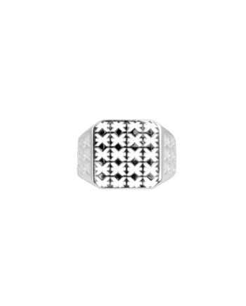 Ix Octagon Logo Signet Ring Silver
