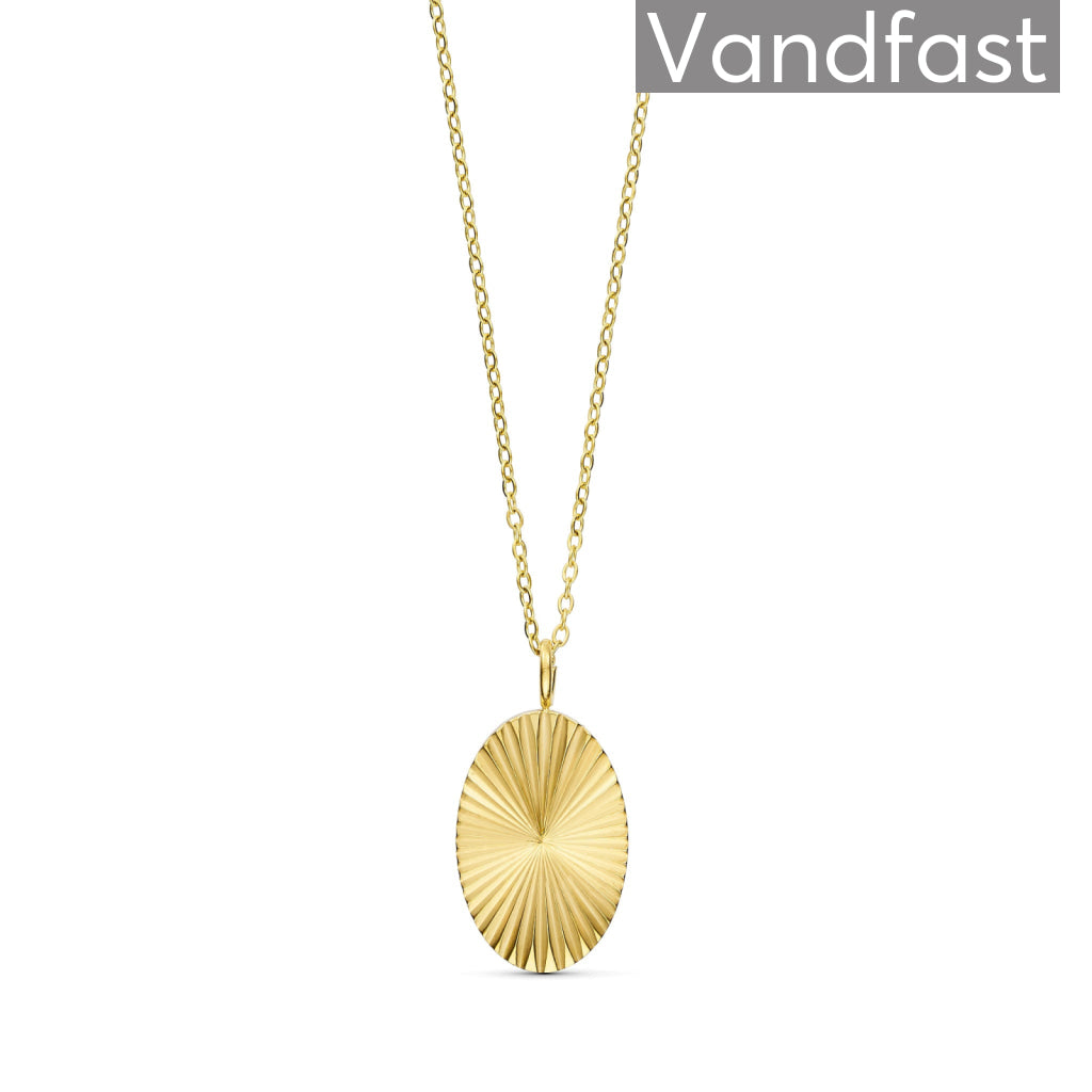 Annebrauner Sun Burst Oval Halskæde 18k Guldbelagt