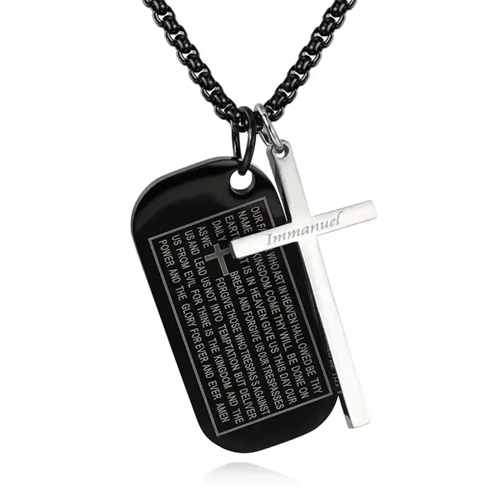 Bible Dog Tags And Cross   Halskæde