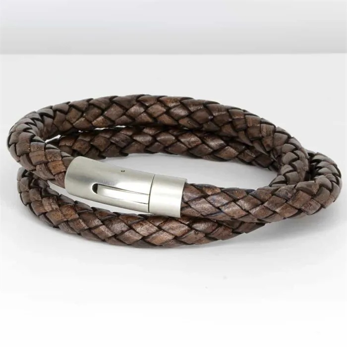 Brunt Læderarmbånd 8mm  Quot Franks Quot