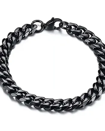 Cuban Chain Herrearmbånd   Blackcoated Rustfri Stål     Mm