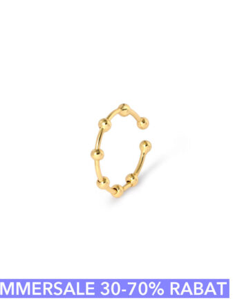 Cuff   Fingerring  Dotondot Onesize Regulerbar Størrelse 18 Karat Forgyldt Sterling Sølv
