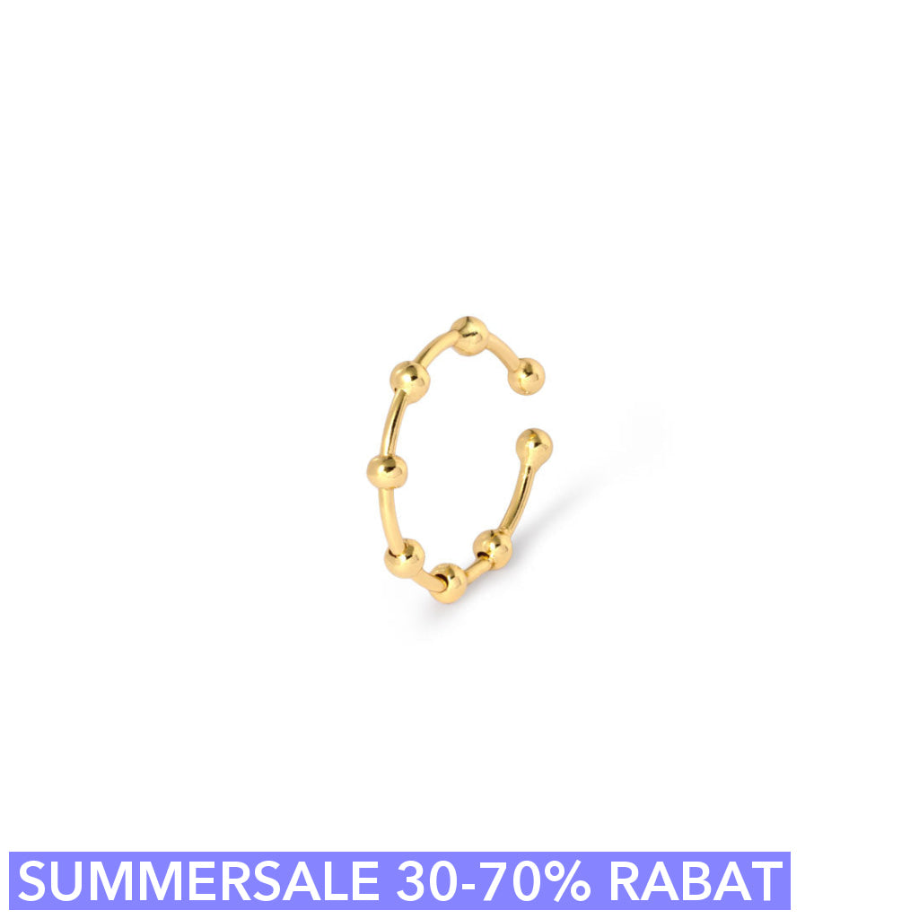 Cuff   Fingerring  Dotondot Onesize Regulerbar Størrelse 18 Karat Forgyldt Sterling Sølv
