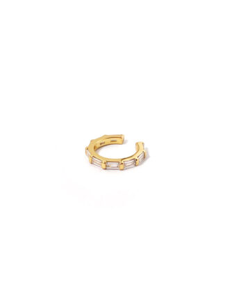 Cuff   ørering  Baguette Cuff Onesize Regulerbar Størrelse 18 Karat Forgyldt Sterling Sølv