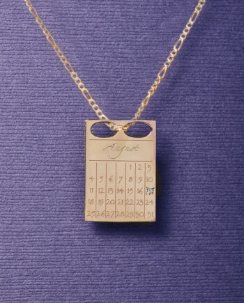 Dateplate Vedhæng Og Halskæde 50 Cm 18 Karat Sterling Sølv Med Diamant