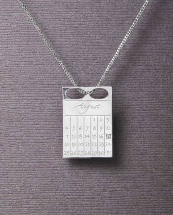 Dateplate Vedhæng Og Halskæde 70 Cm Sterling Sølv Med Diamant