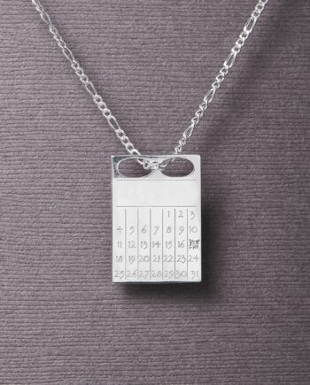 Dateplate Vedhæng Og Halskæde Uden Måned 50 Cm Sterling Sølv Med Diamant