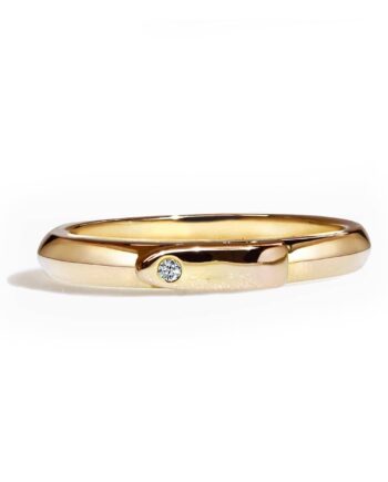 Equestrian Ring Forgyldt Sterling Sølv Med Enkelt Diamant