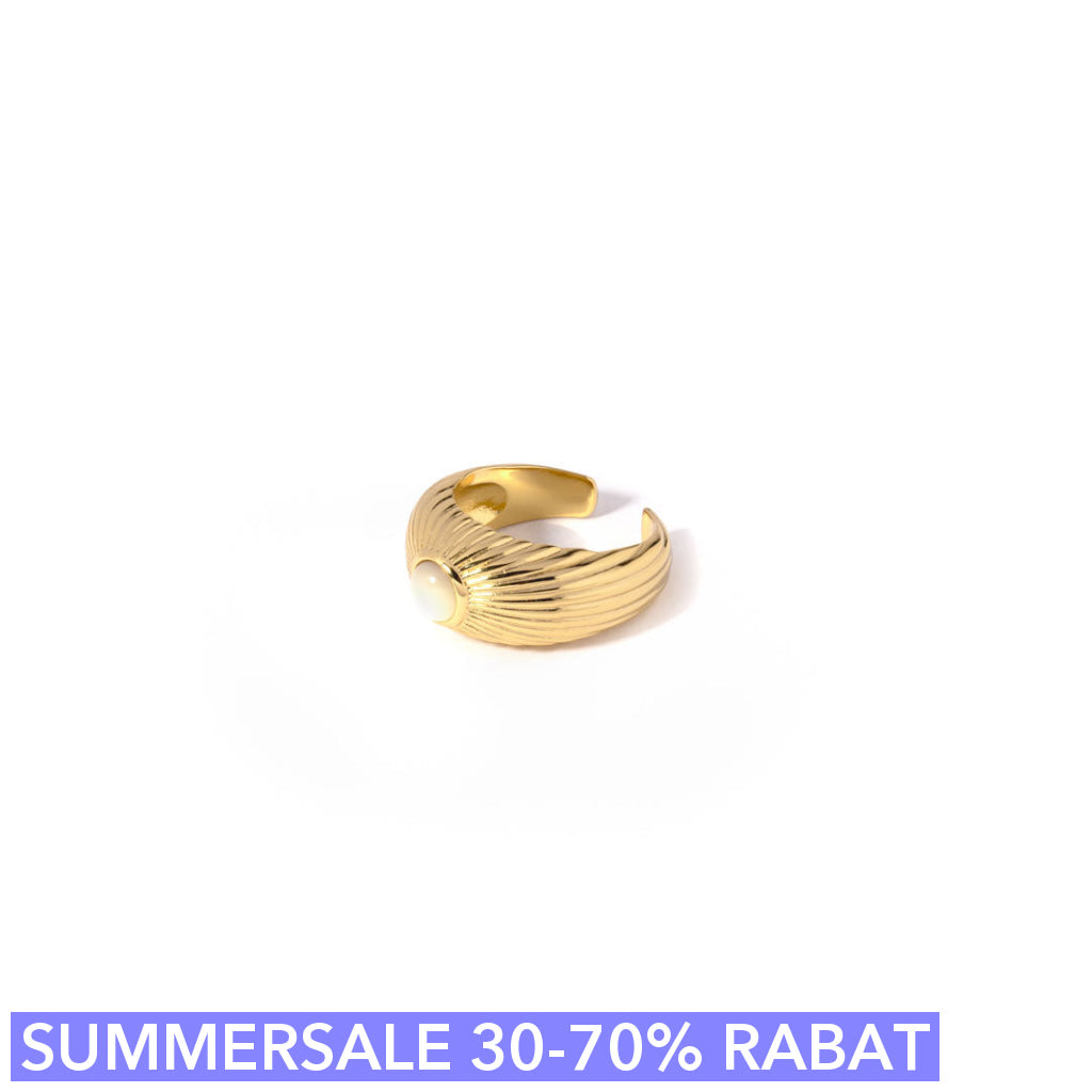 Fingerring   Cuff  Rayray Onesize Regulerbar Størrelse 18 Karat Forgyldt Sterling Sølv
