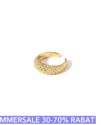 Fingerring   Cuff  Weaved Onesize Regulerbar Størrelse 18 Karat Forgyldt Sterling Sølv