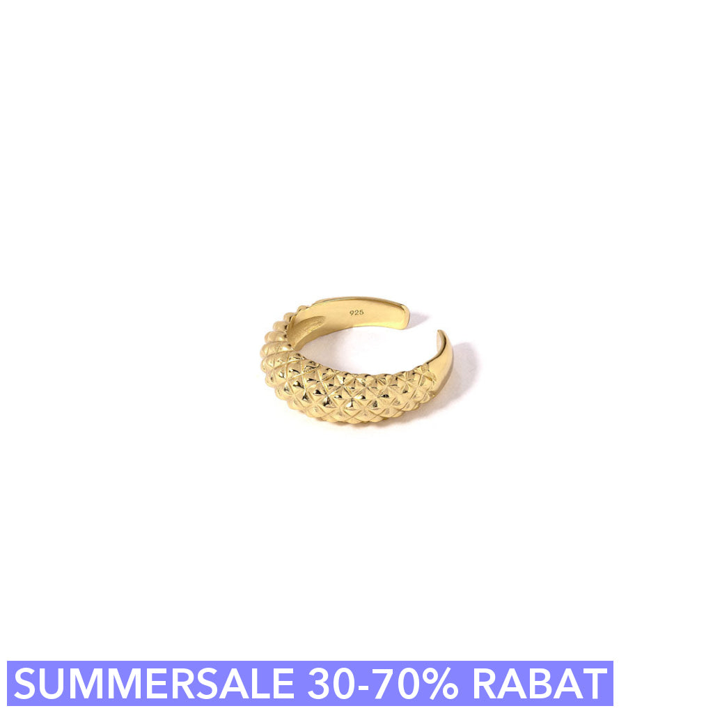 Fingerring   Cuff  Weaved Onesize Regulerbar Størrelse 18 Karat Forgyldt Sterling Sølv