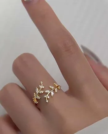 Forgyldt Flower Bandring Med Cz Og   Sterling