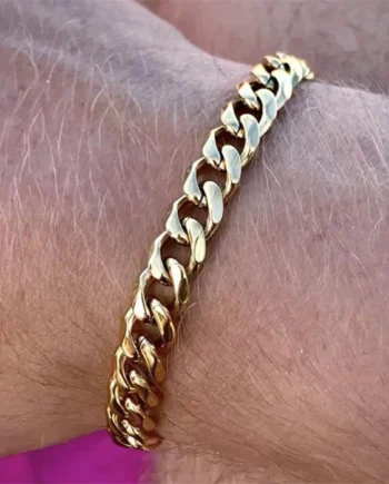 Forgyldt Link Armbånd   Rustfri Stål 7mm Bred