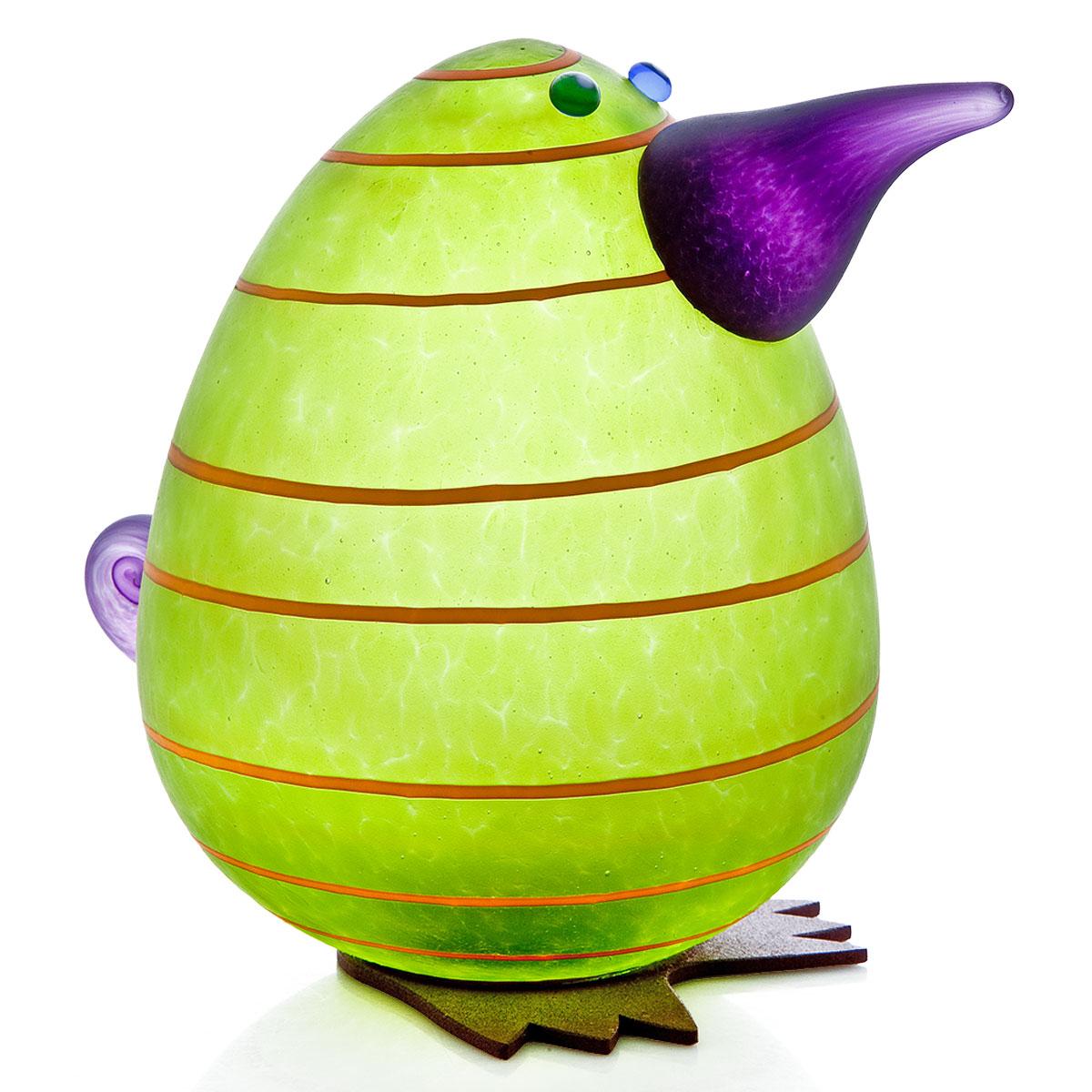 Glas Skulptur Kiwi Fugl Egg   Limegrøn  Højde 18 Cm  Glaskunst   Særklasse Fra Borowski