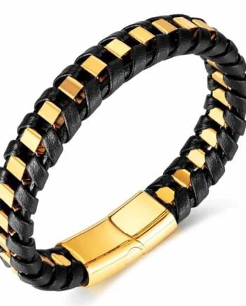 Gold Nizal Armbånd Stål Og Fiberlæder