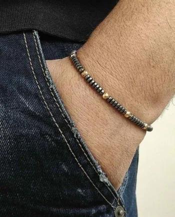 Golden Hamatit Armbånd Med 4mm Perler
