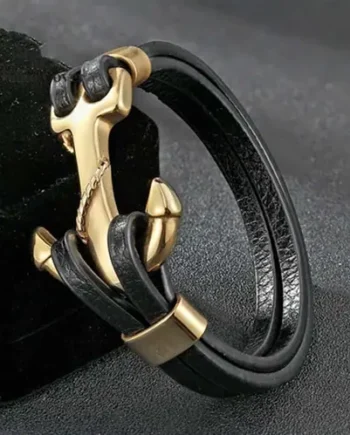 Golden High Xp Armbånd   Rustfri Stål Og Læder