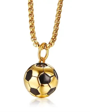 Halssmykke  Quot Golden Football Quot  Rustfrit Stål
