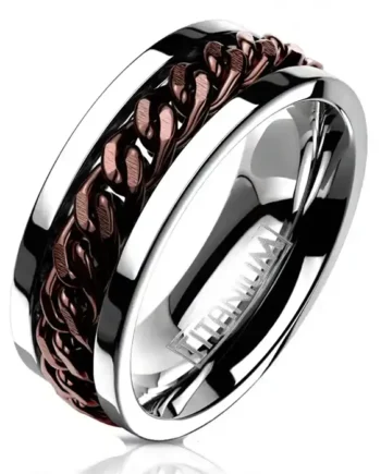 Herrering   Titanium Med Kædedetalje     Mm
