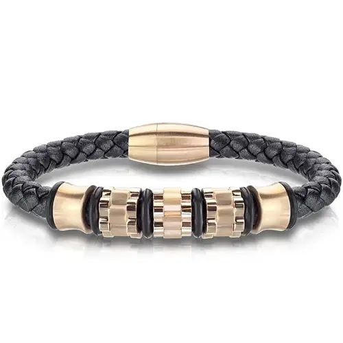 Italy Gold Læderarmbånd
