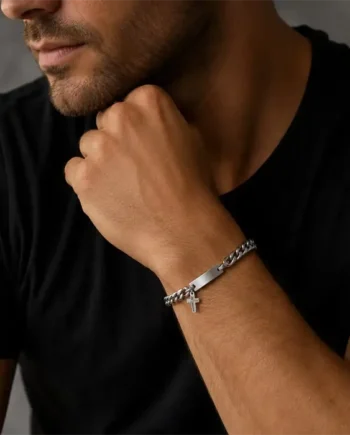 Kors Herrearmbånd   Rustfrit Stål     Mm  18 20   Cm