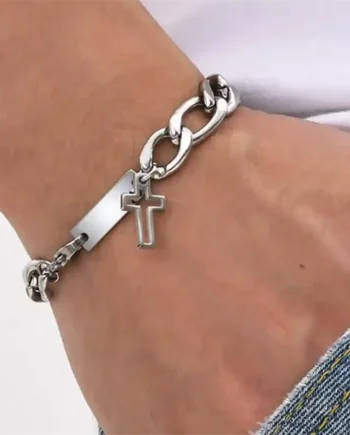 Kors Og Rustfri Stål Armbånd