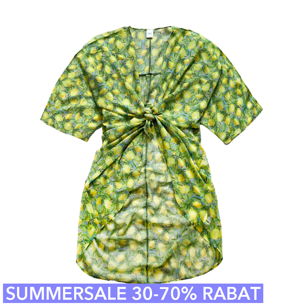 Lemon Tryk Kimono  Breeze Med Lime   Lemon Print  One Size