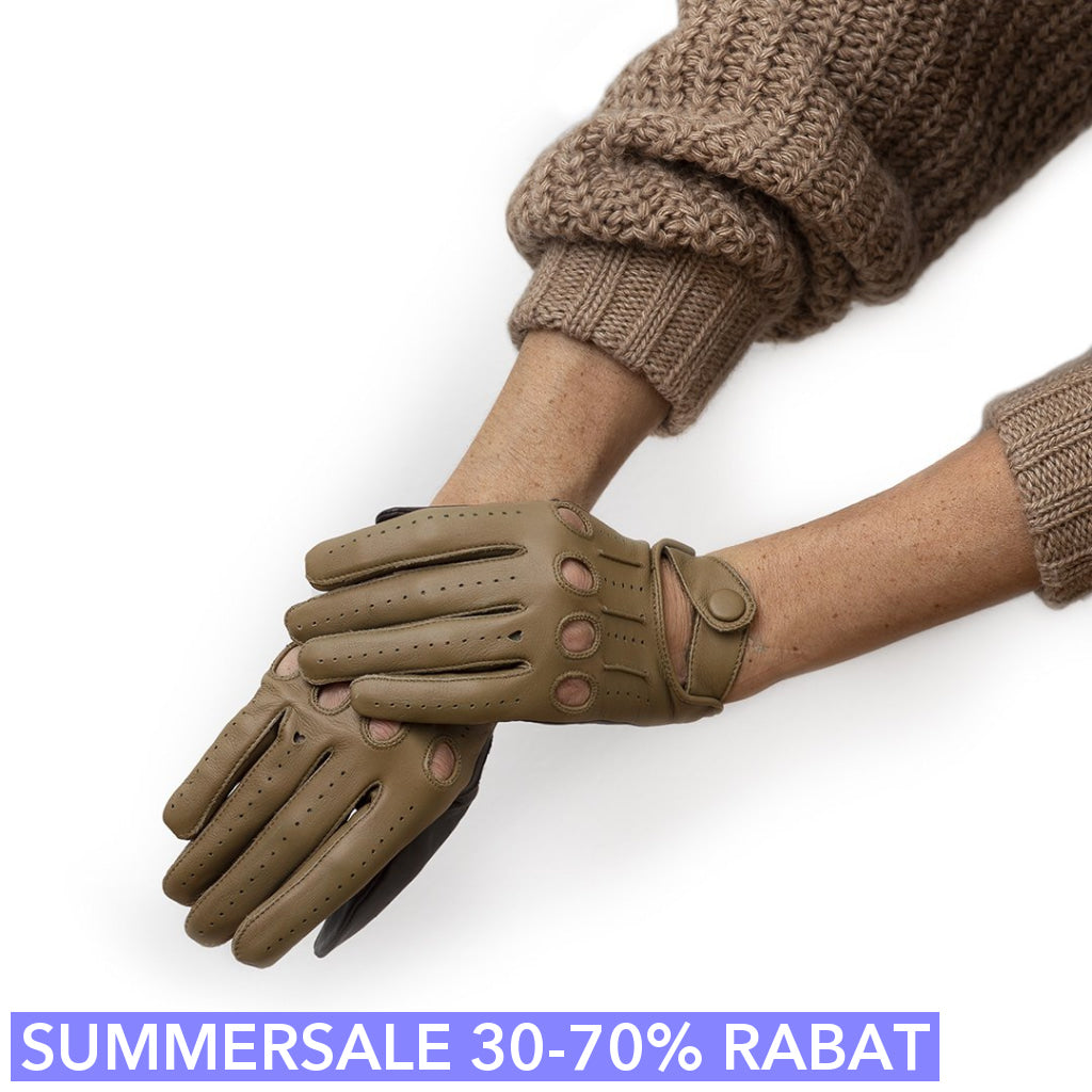 Loveglove Kørehandsker   To Farver Mørkebrun Og Oliven