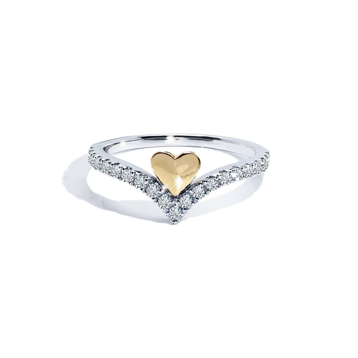 Loving   Heart Ring Med Forgyldt Hjerte