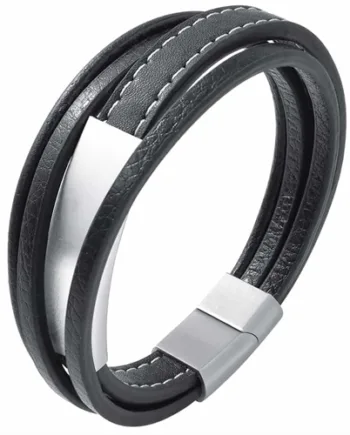 Lucio Læderarmbånd Steel