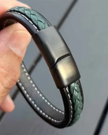 Major Green   Læderarmbånd Med Sort Lås
