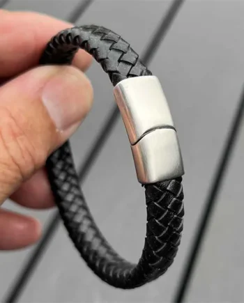 Mini Major Armbånd Fiberlæder Med Mat Stållås