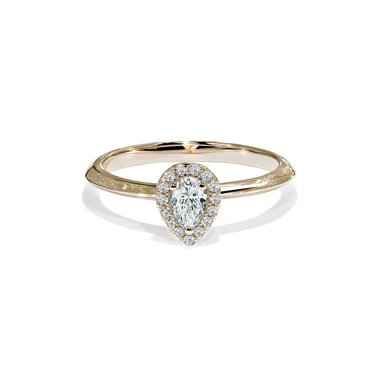 Oxford Pear Cut Halo Ring   Guld