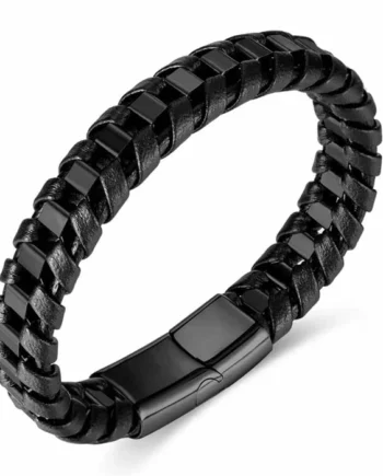 Nizal Sort Armbånd Med Stål Og Fiberlæder