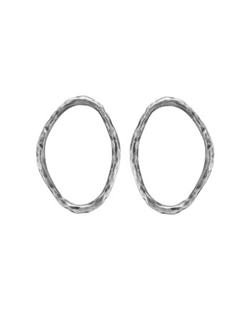 Onassis Oval Silver Plain ørestikkere