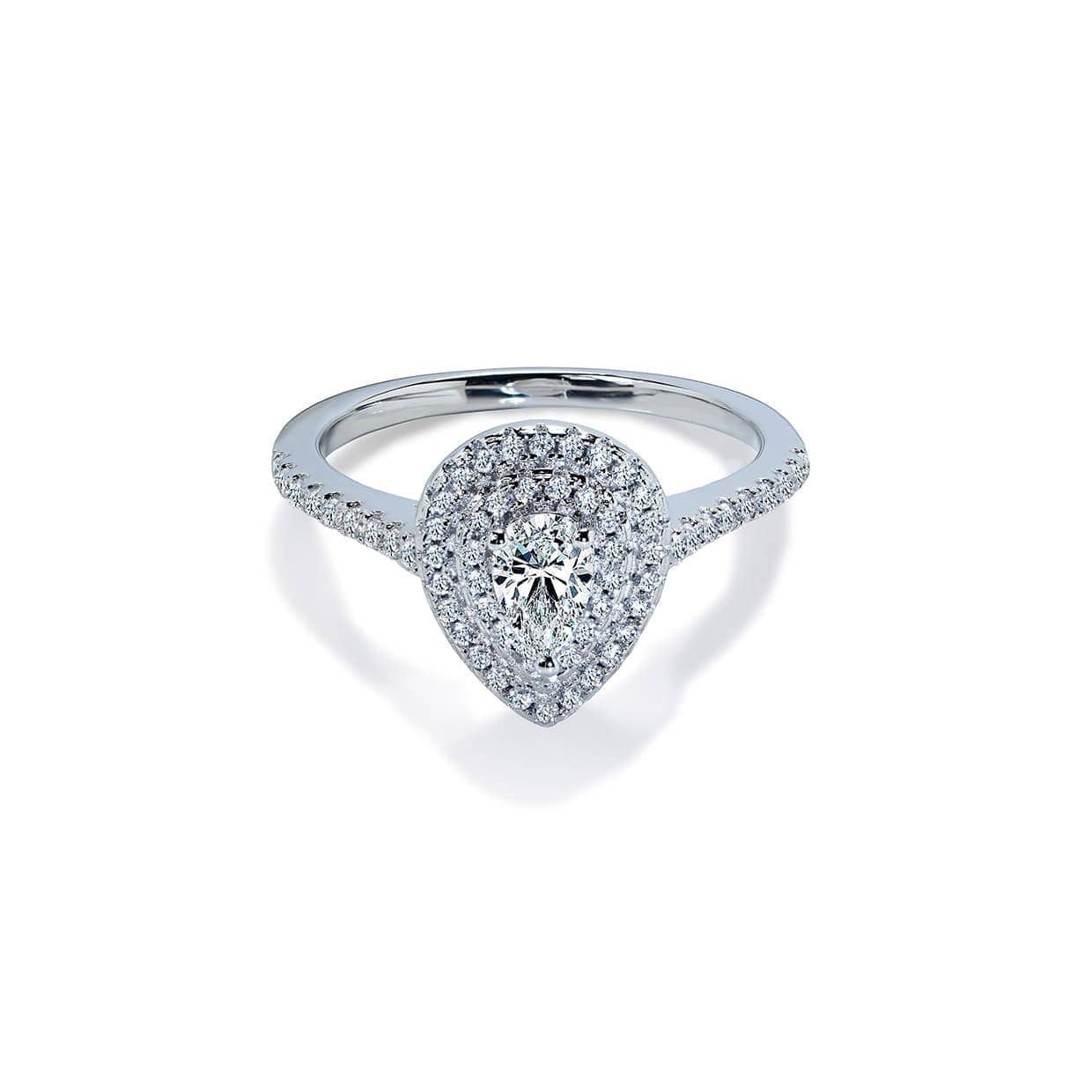 Oxford Dobbelt Halo Pear Ring