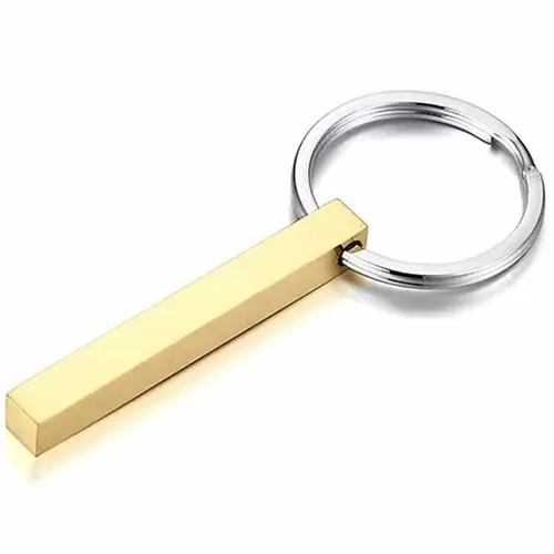 Pine Nøglering 5cm Golden Steel