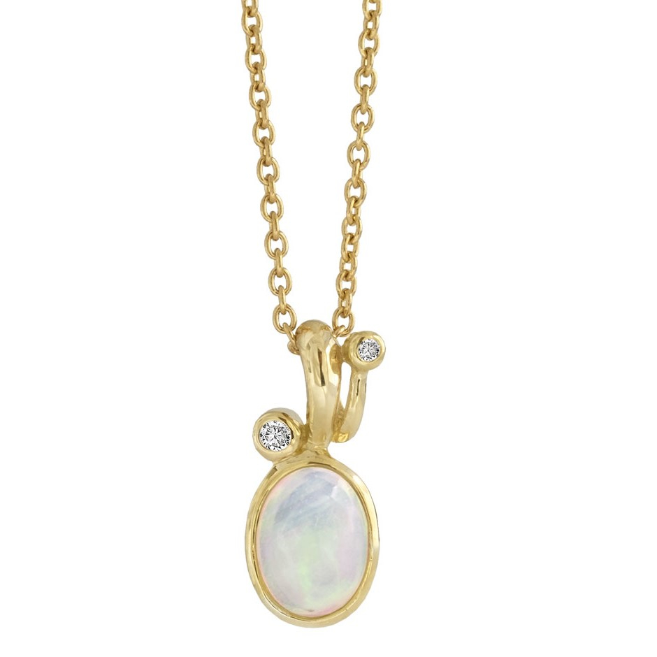 Rabinovich Guld Vedhæng  Opal Og Diamant Elegant Opal