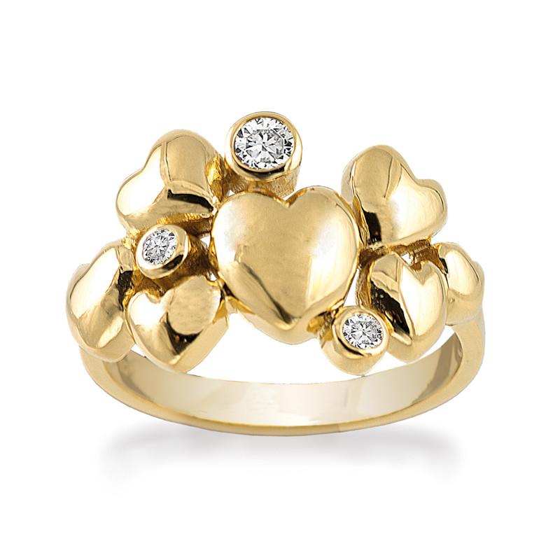 Rabinovich Hjerte Ring   Forgyldt Sterling Sølv  Heart Alliance Størrelse 51 Til 61   Størrelse 51