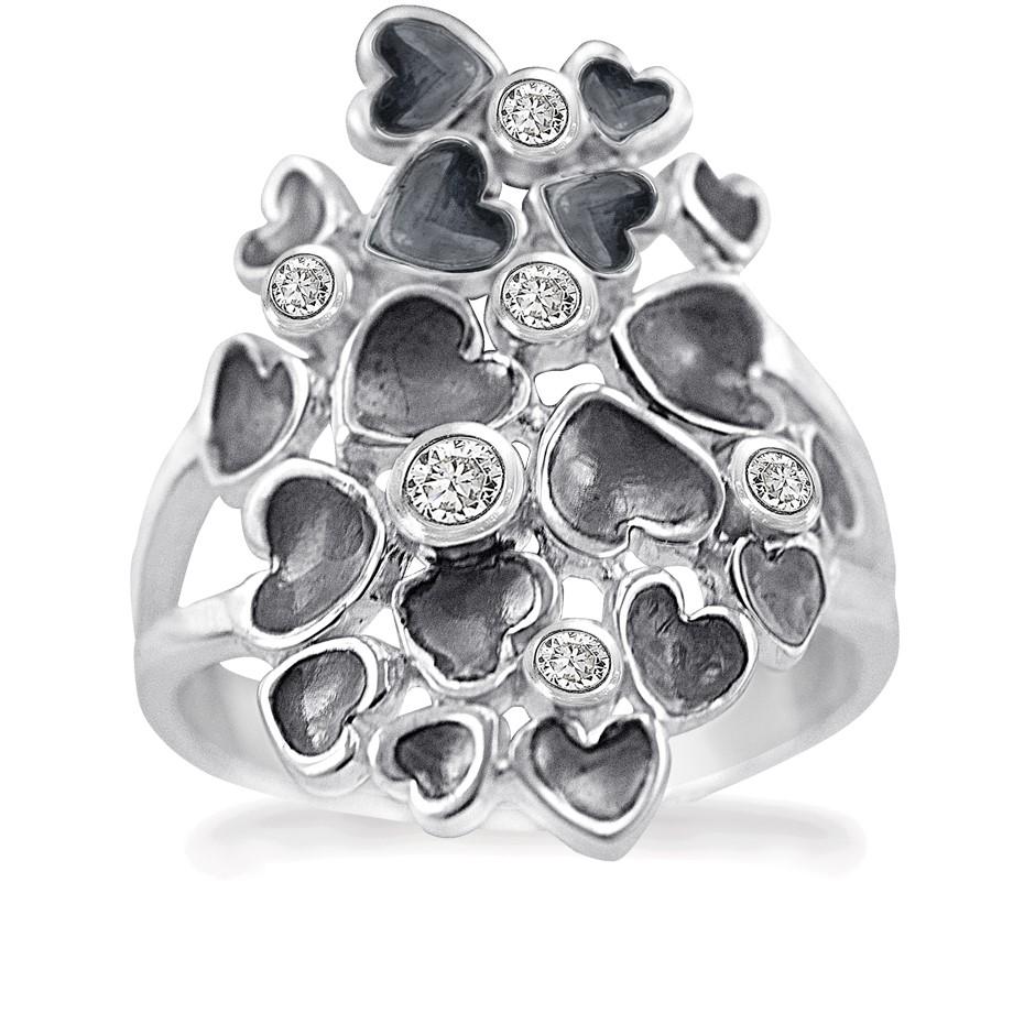 Rabinovich Hjerte Ring Sølv Med Zirkoner Random Hearts Størrelse 51