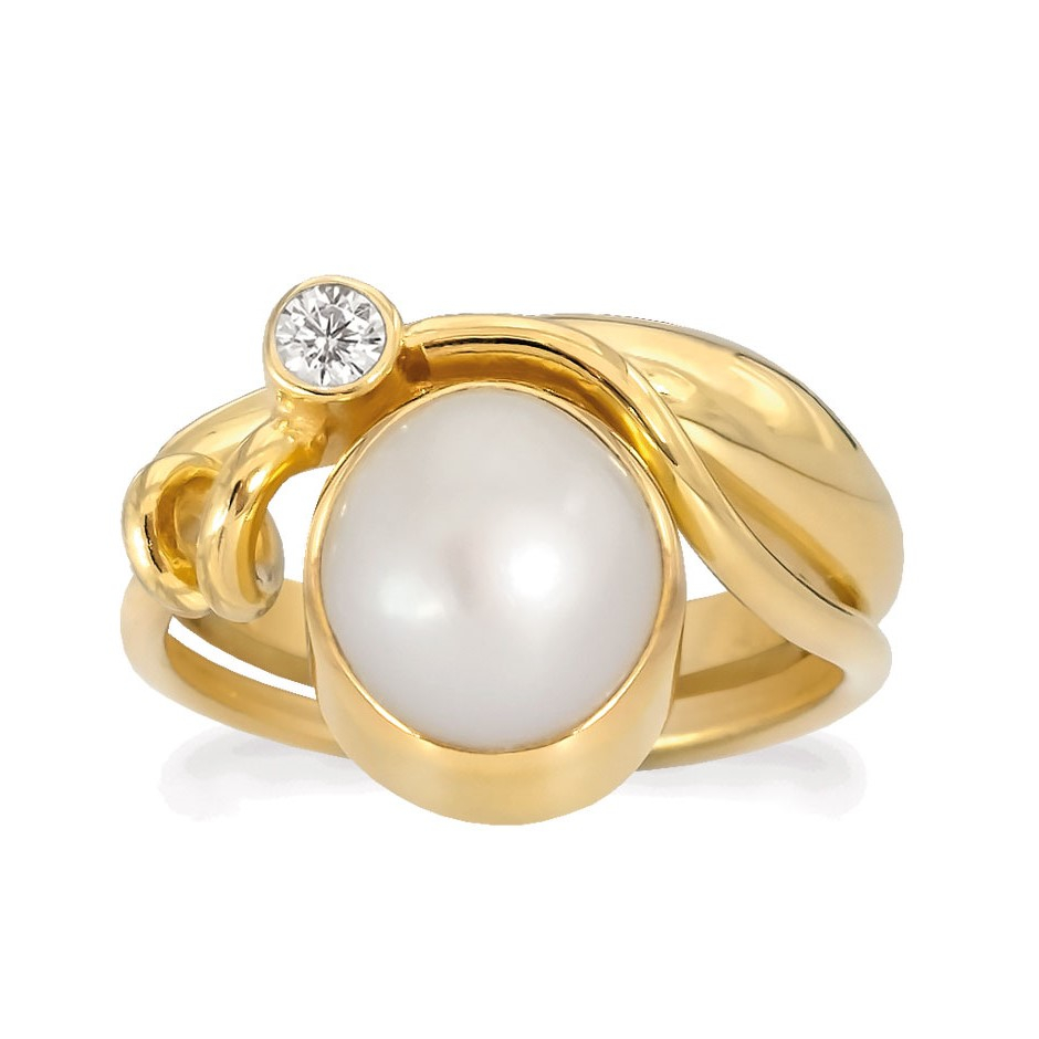 Rabinovich Ring Forgyldt Med Hvid Perle Winding White Størrelse 51
