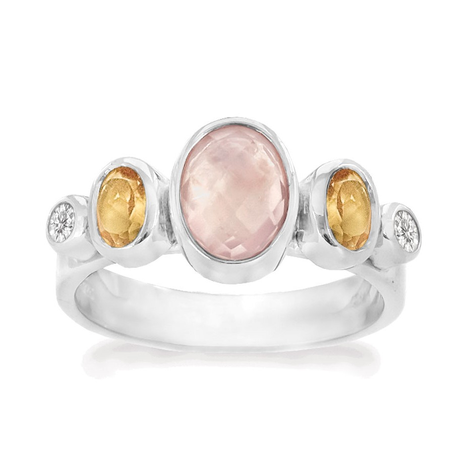 Rabinovich Sølv Ring Med Rosenkvarts Prism Størrelse 51
